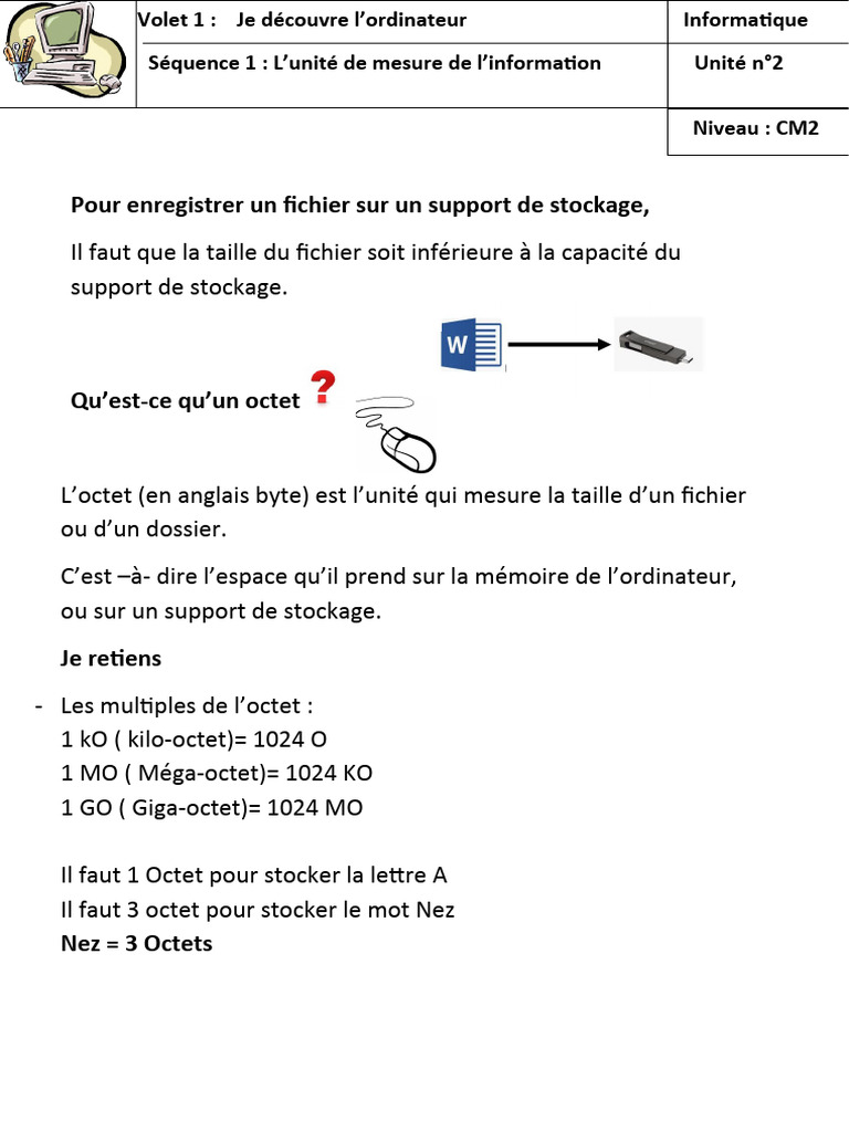 Unité de stockage et messagerie CM2 | PDF | Clé USB | USB