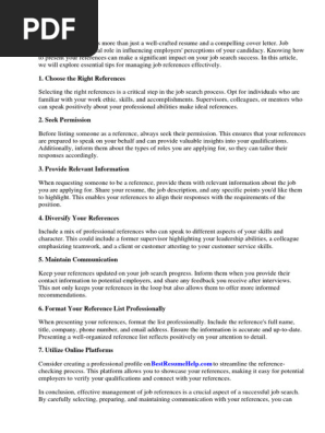 Job References Tips