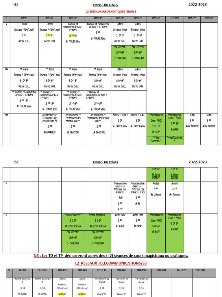 Emploi du Temps L2 Informatique 2022-2023 | PDF | Logiciel ...