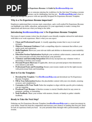 No Experience Resume Template