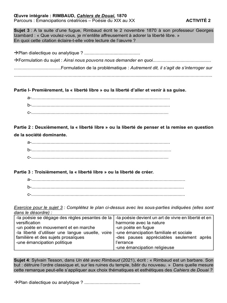 DISS CDD Activite 2 | PDF | Poésie