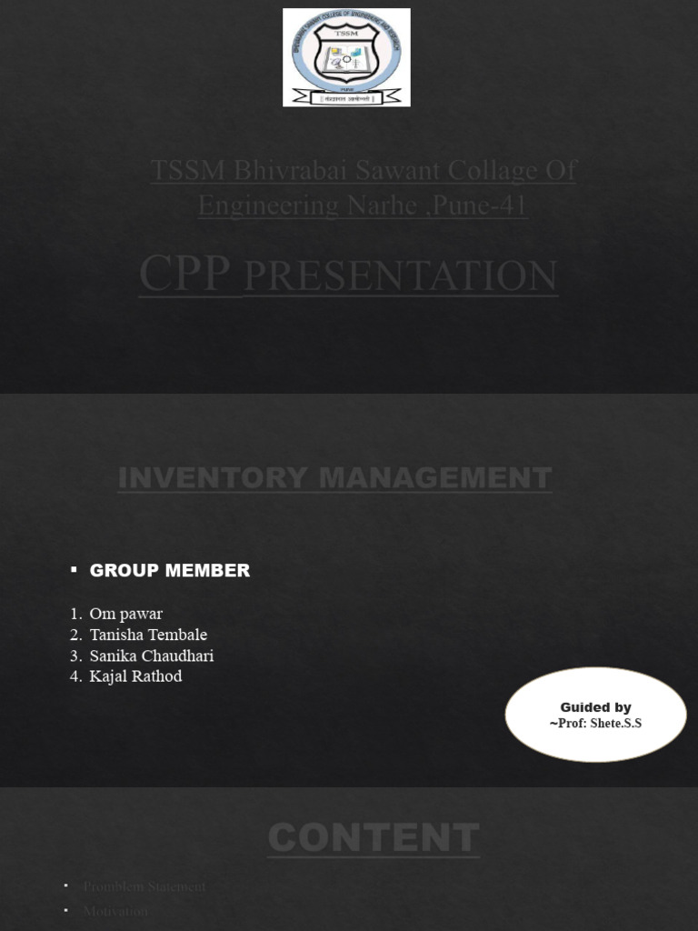 Inventory Management System Overview | PDF | Inventory | Databases