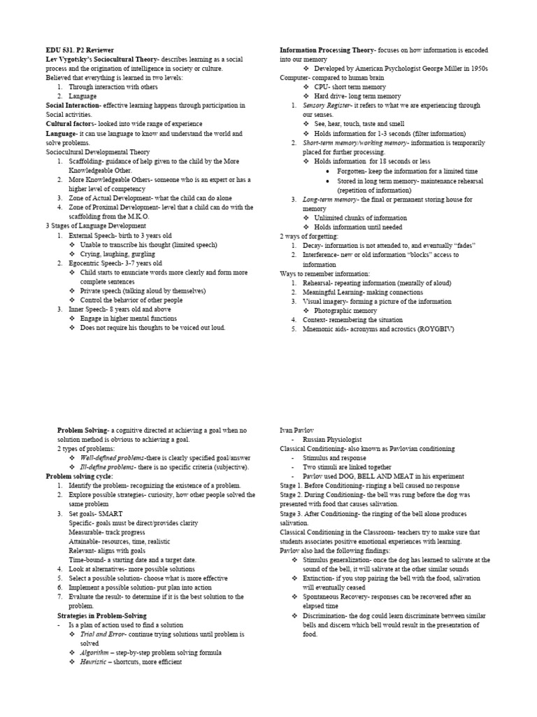Edu531 p2 reviewer pdf reinforcement classical conditioning