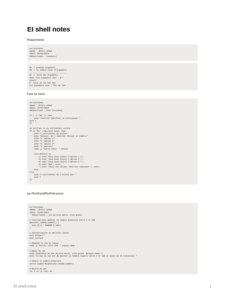 Notes sur la programmation Shell | PDF | Génie logiciel | Logiciel
