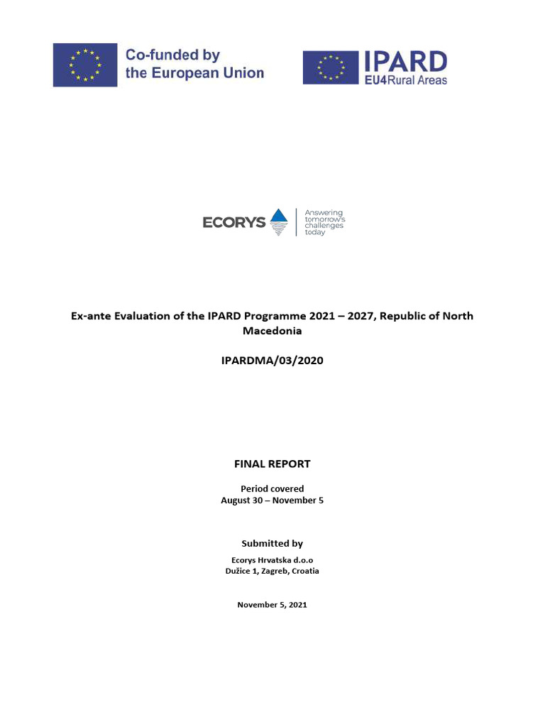 Final Ex Ante Report IPARD 2021 2027 NM | PDF