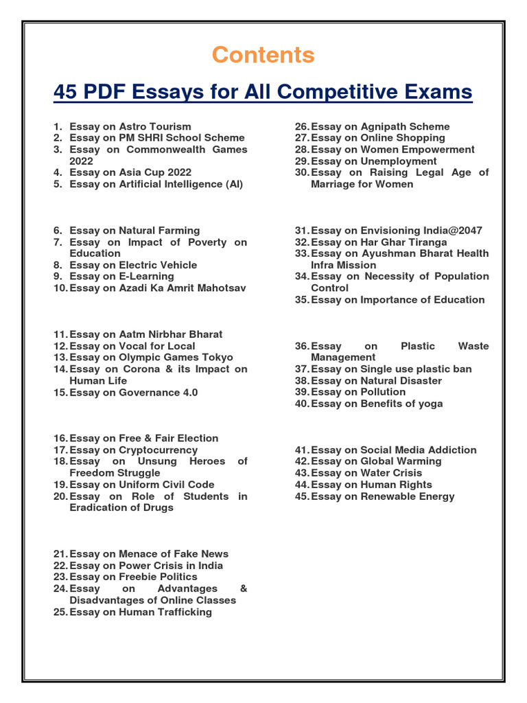 45 Essays For All Exams | PDF