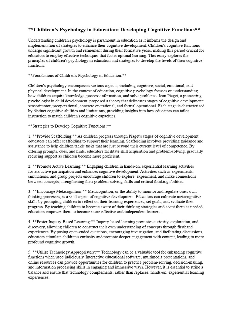 CHILD PSYCHOLOGY IN EDUCATION intelligence overview