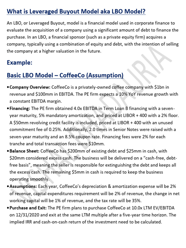What Is Leveraged Buyout Model Aka LBO Model? Download Free PDF