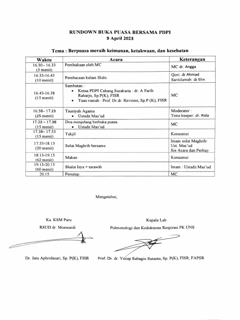 Rundown Acara Buka Puasa Bersama 2023 PDF