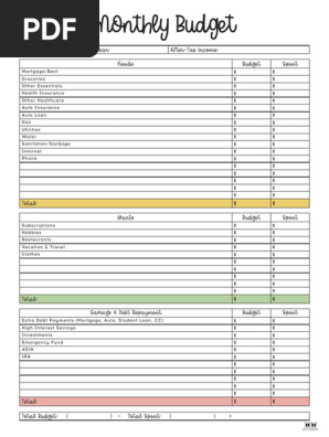 Printable 50-30-20 Budget Template 6