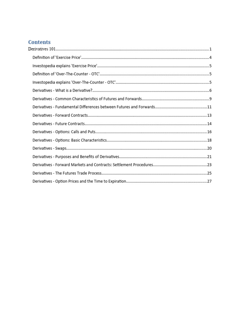 Derivatives 101 Pdf Derivative Finance Option Finance