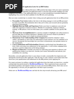 Job Application Letter Hr Position