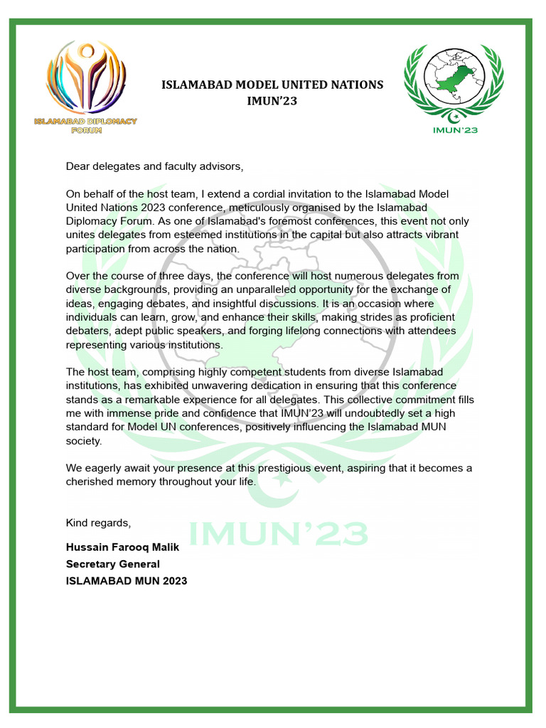 IMUN'23: Join Islamabad's Premier MUN | PDF | United Nations ...