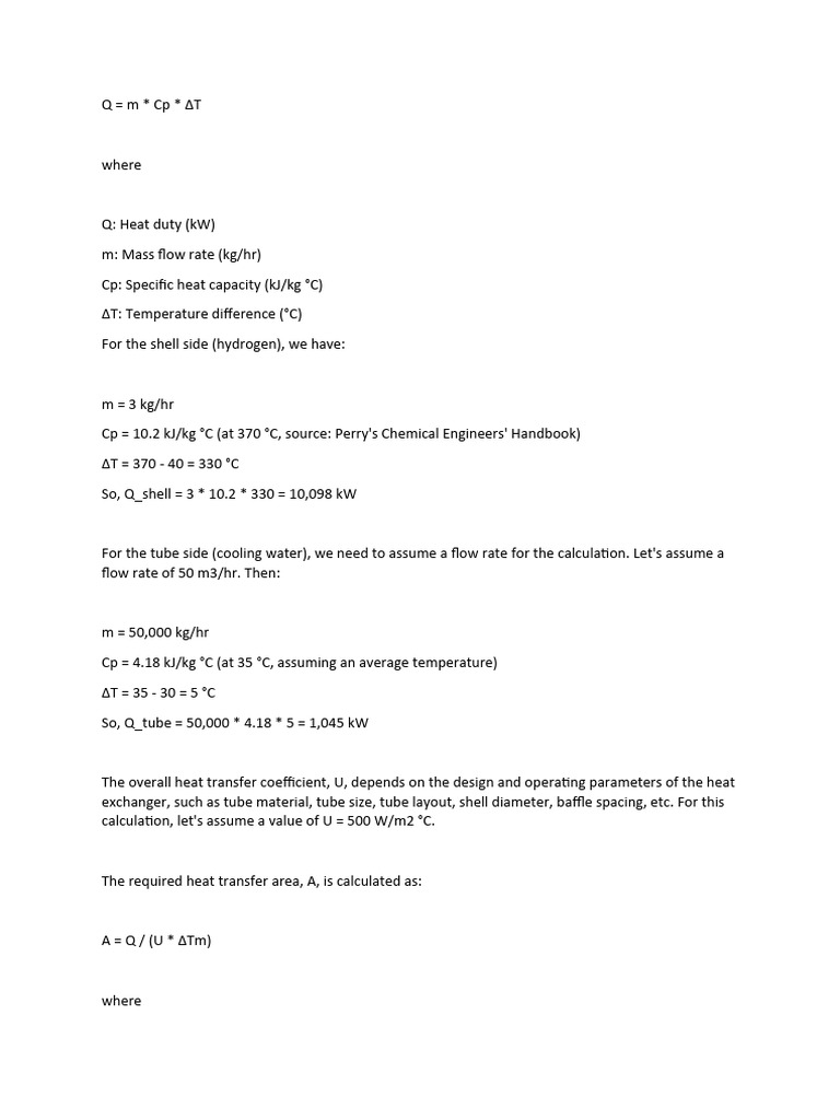 Heat Exchanger Design Calculations | PDF | Heat Exchanger | Pipe (Fluid ...