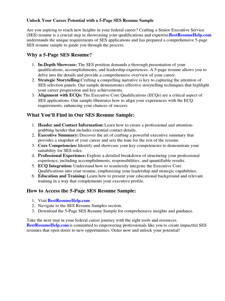 5 Page Ses Resume Sample PDF - 1714070283