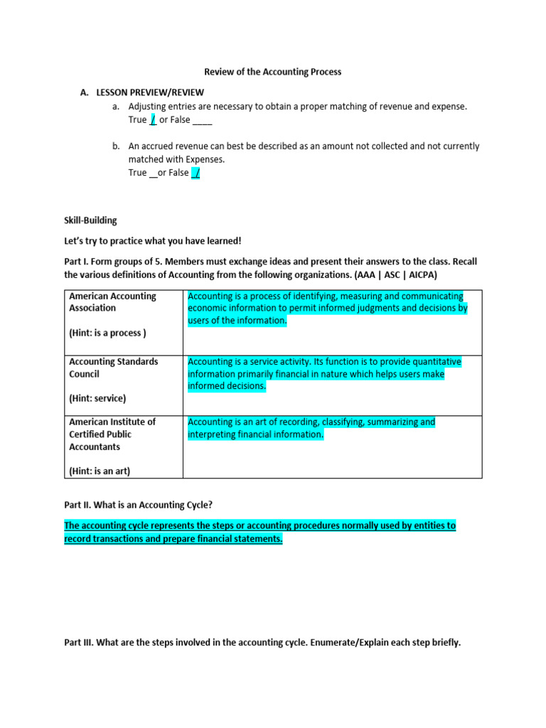 Accounting Process Review Guide | PDF | Debits And Credits | Expense