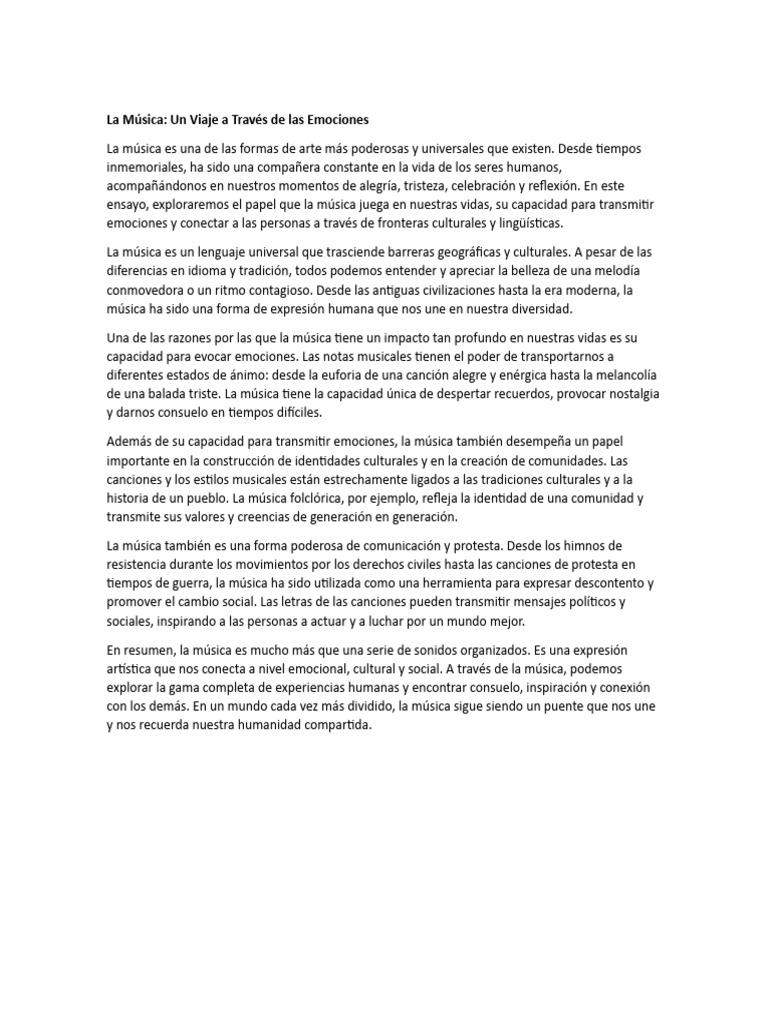 La Música Un Viaje A Traves de Las Emociones | PDF | Las emociones ...