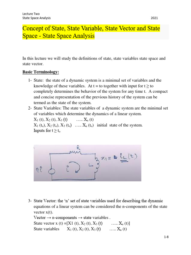 State Space Analysis Concepts Explained | PDF | Mathematical Analysis ...