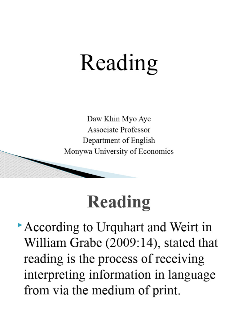Reading PPT - Copy | PDF | Reading Comprehension | Cognition