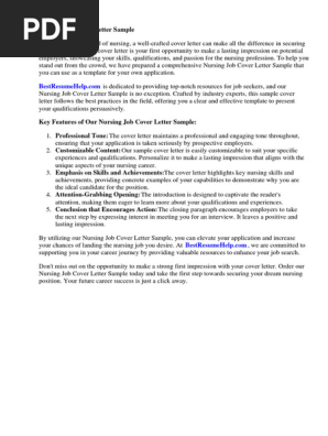 Nursing Job Cover Letter Sample