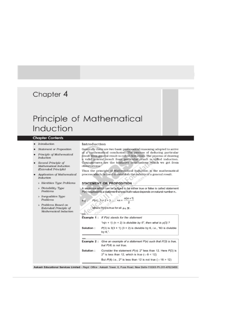 Principle of Mathematical Induction | PDF