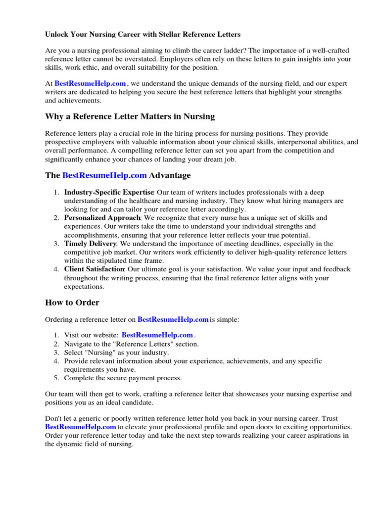 Reference Letter Nursing | PDF | Nursing | Employment