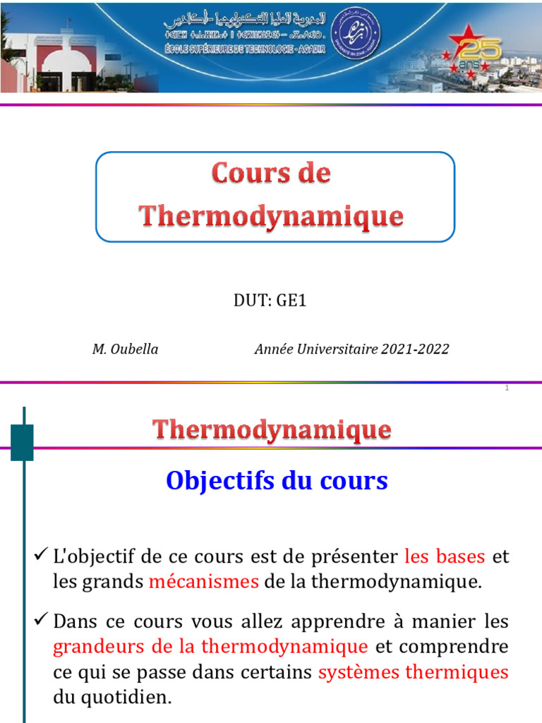 Bases de la thermodynamique en DUT | PDF | Capacité thermique ...