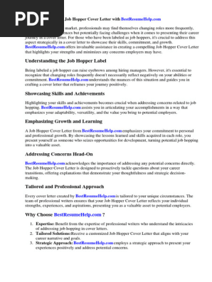 Job Hopper Cover Letter