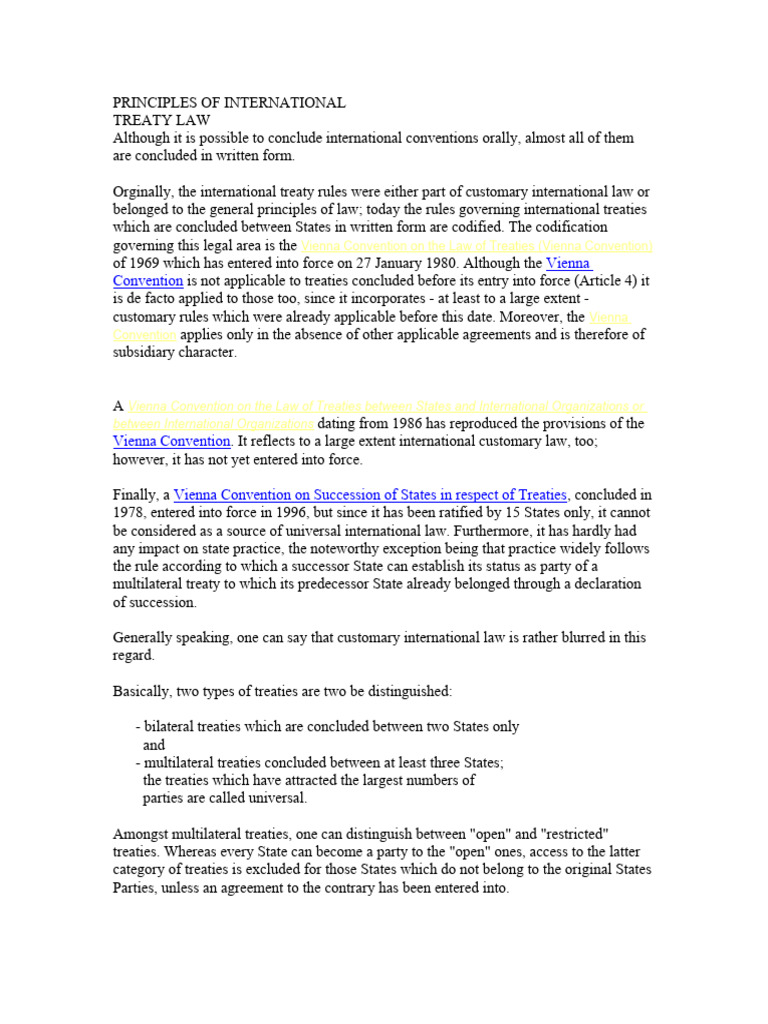 Principles of Int' Law Treaty | PDF | Treaty | International Law