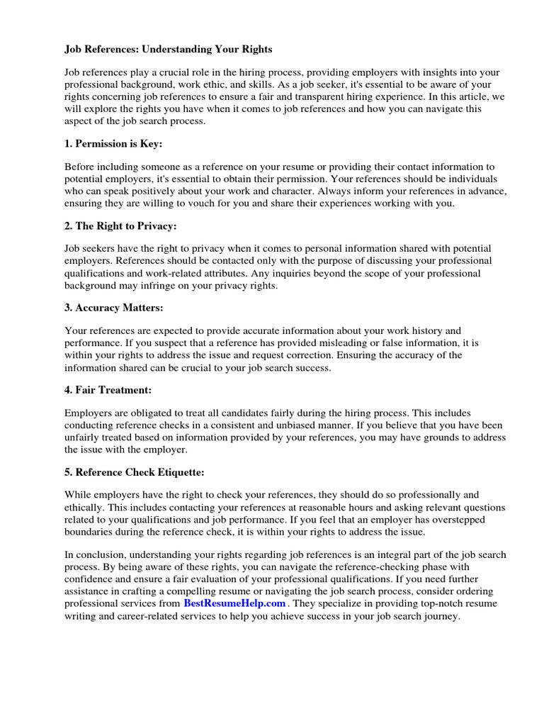Job References: Know Your Rights | PDF | Internal Revenue Service ...