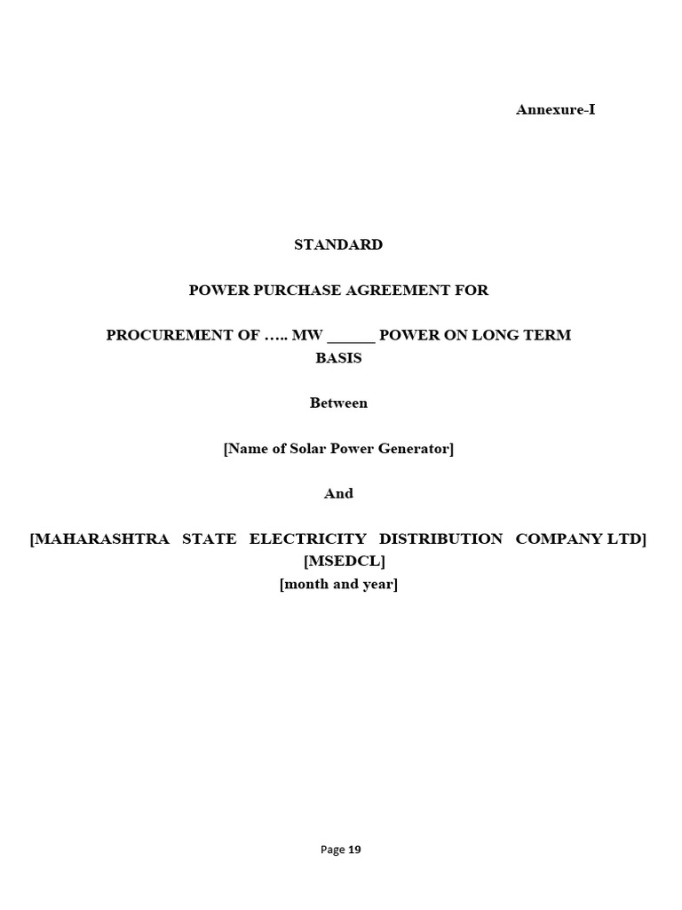 Power Purchase Agreement for Solar Power | PDF | Electrical Grid ...