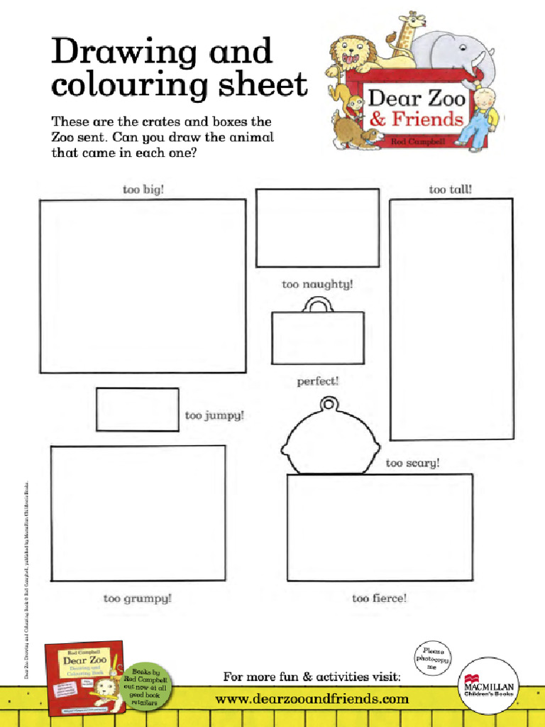 Dear Zoo Colouring Sheets