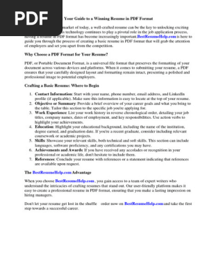 Basic Resume Format PDF
