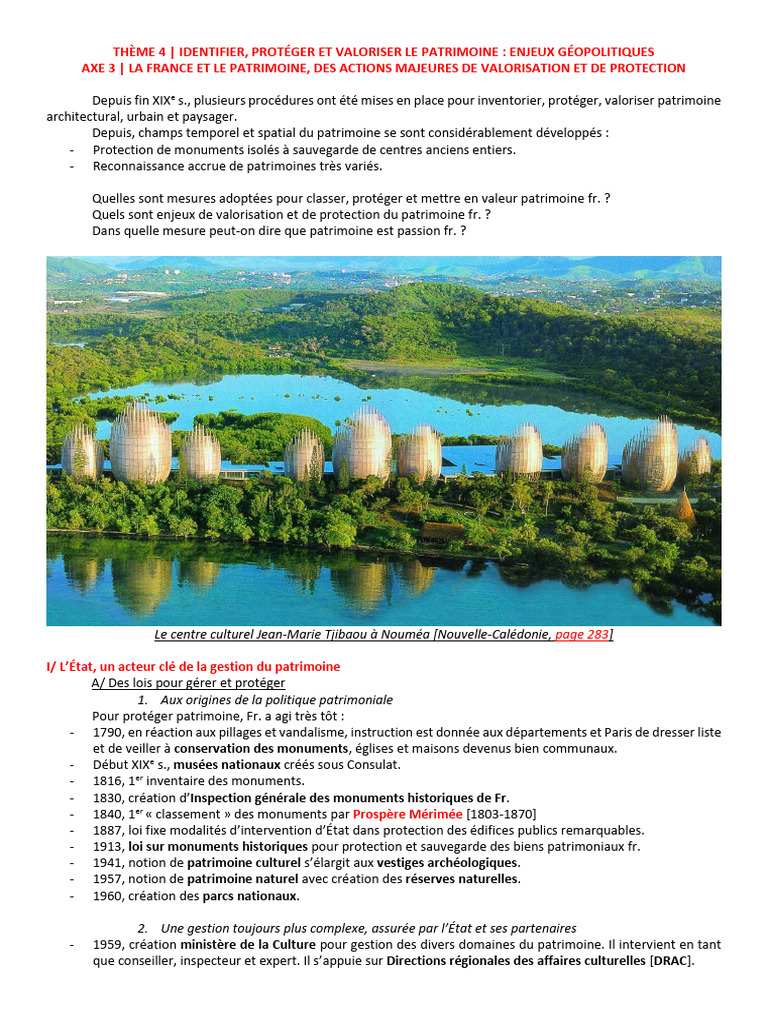 Tle HGGSP 4 Axe 3 La France Et Le Patrimoine (Leçon) PDF Héritage
