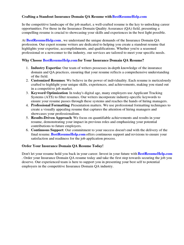 Insurance QA Resume Crafting Guide | PDF | Software Development Process ...