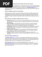 Maintenance Job Cover Letter Sample