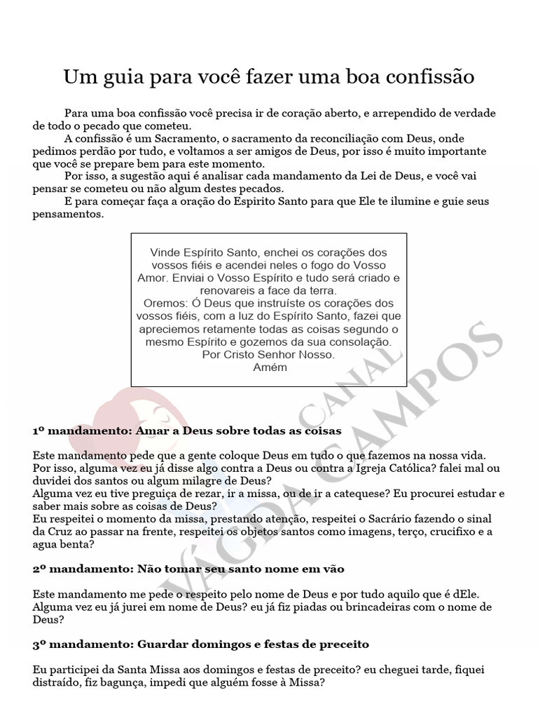 Guia Prático para a Confissão Infantil | PDF | Oração