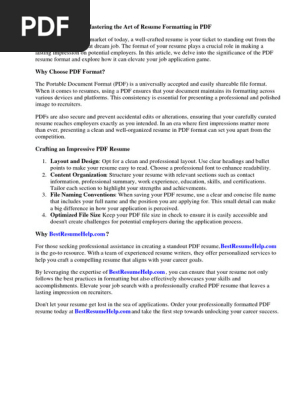 Resume Format PDF or Doc