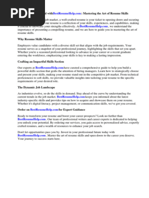 Resume Skills Summary Examples