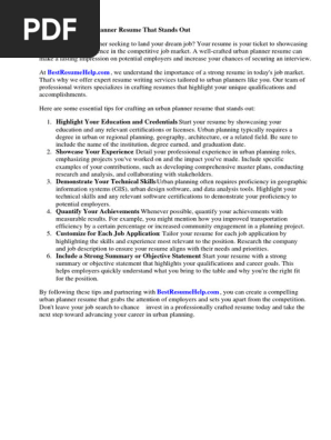 Urban Planner Resume