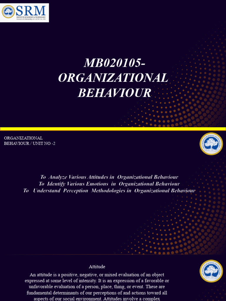 Understanding Attitudes in Organizations | PDF | Attitude (Psychology ...