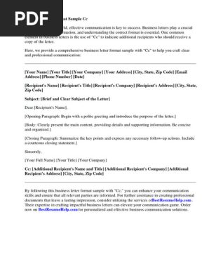 Business Letter Format Sample Cc