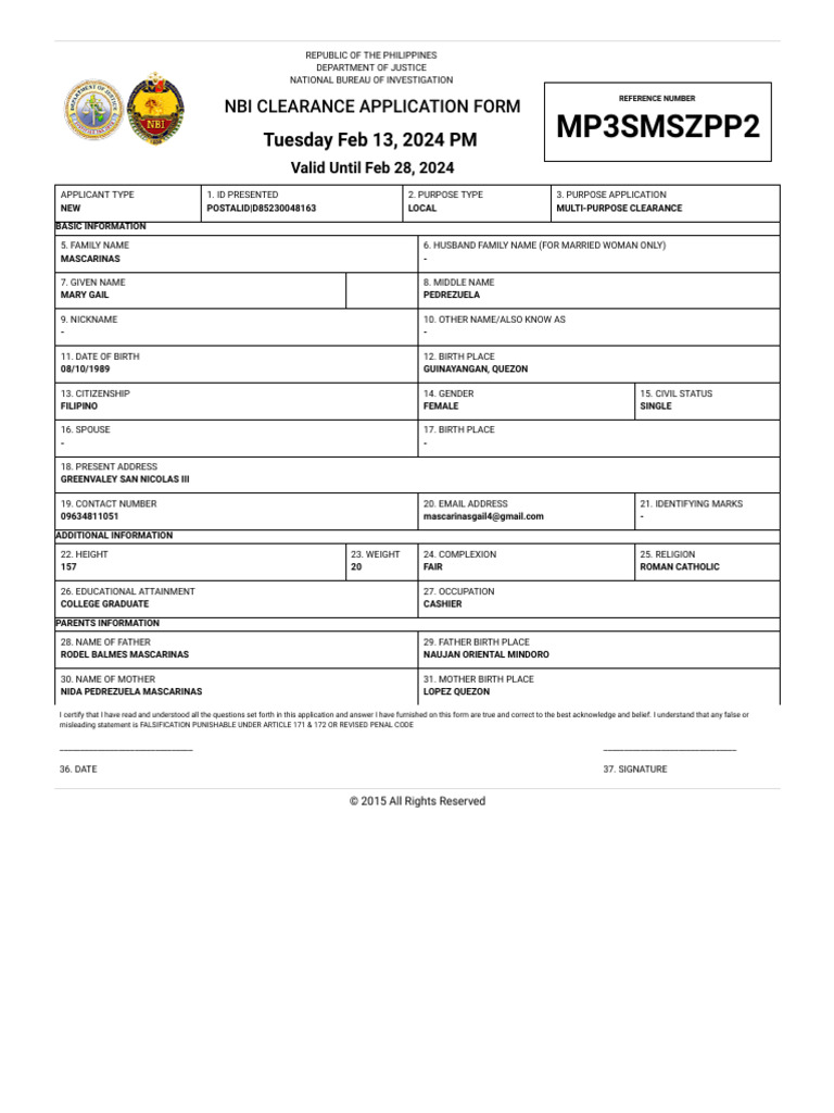 NBI Clearance Application for Women | PDF | Human Rights | Justice