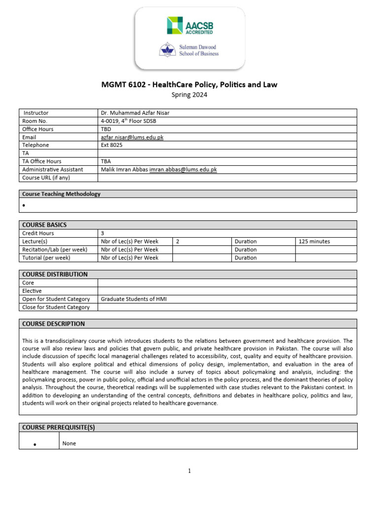 Healthcare Policy & Law Course Overview | PDF | Critical Thinking ...