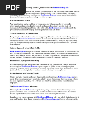 Resume Qualifications