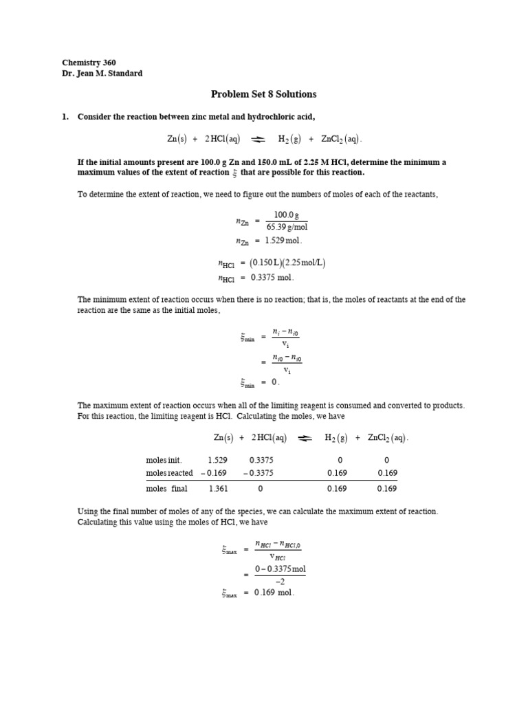 Problem Set 8 Solutions | Download Free PDF | Gibbs Free Energy ...