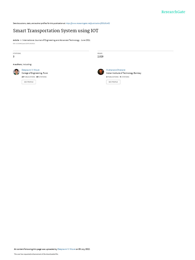 Smart Transportation System Using Iot Pdf Microcontroller Wi Fi