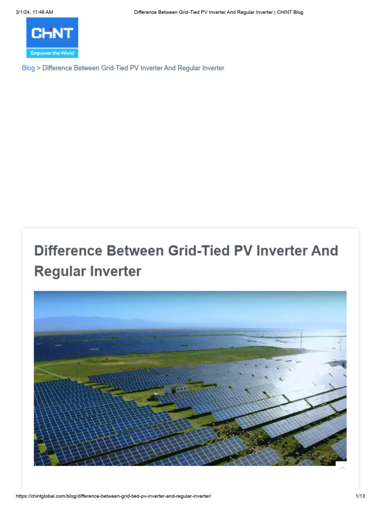 Solar Inverters: Grid-Tied vs. Regular | PDF | Power Inverter ...