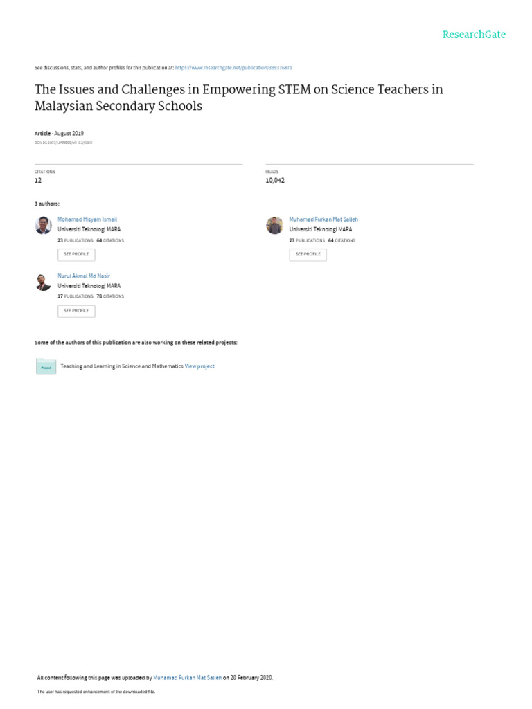 The Issues and Challenges in Empowering STEM On Science Teachers in ...