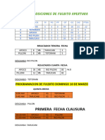 Tabla de Posiciones de Fulbito y Vóley